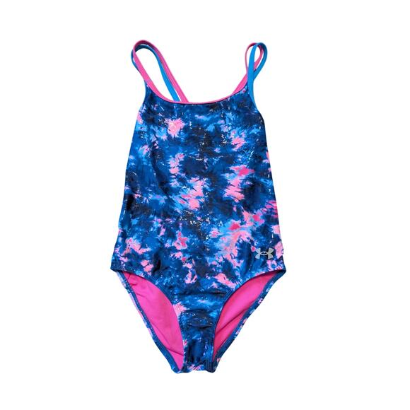 Under Armour Other - UNDER ARMOUR girls ONE PIECE swim suit, size 7; criss-cross back; Blue & Pink